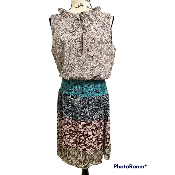 CAbi Dresses & Skirts - Cabi Dani Paisley Patchwork Shirred Chiffon Dress - Very good condition